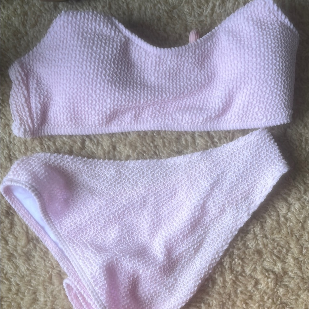 Pink Textured Bikini Set